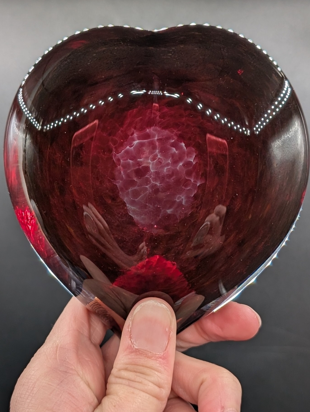 Large Ombre Red Heart Glass Paperweight
